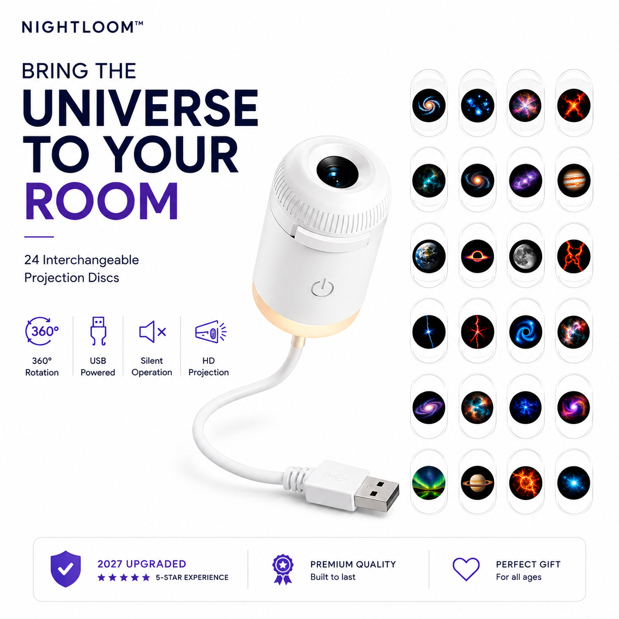 2-in-1 Galaxy Projector Night Light